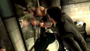 splinter cell sam smushes a guys head into a mirror